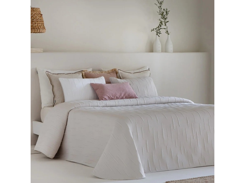 cubrecamas pique reversible merino blanco beige minimalista sandeco