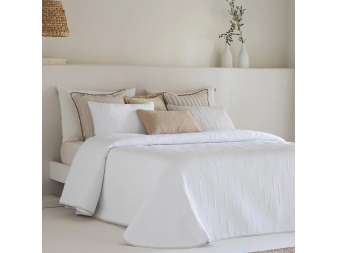 cubrecamas pique reversible merino blanco beige dormitorio moderno sandeco