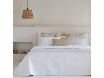cubrecamas pique reversible merino blanco beige frontal cama sandeco