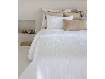 cubrecamas pique reversible merino blanco beige detalle textura sandeco