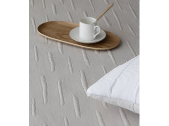 cubrecamas pique reversible merino beige blanco relieve sandeco