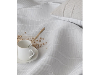 cubrecamas pique reversible merino blanco beige tejido sandeco