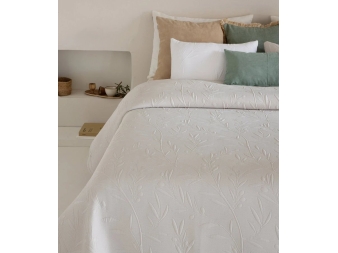 colcha reversible kias beige detalle olivo jacquard sandeco