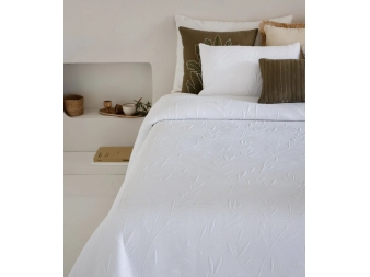 colcha reversible kias blanco detalle botanico relieve sandeco