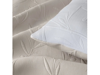 colcha reversible kias beige blanco textura jacquard sandeco