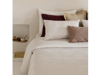 colcha reversible sicos beige detalle textura sandeco