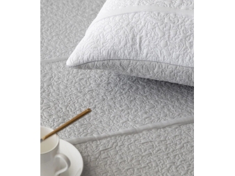 colcha reversible sicos blanco gris detalle jacquard sandeco