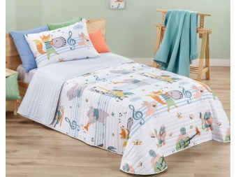 colcha bouti infantil spot junior multicolor animales musicos manterol