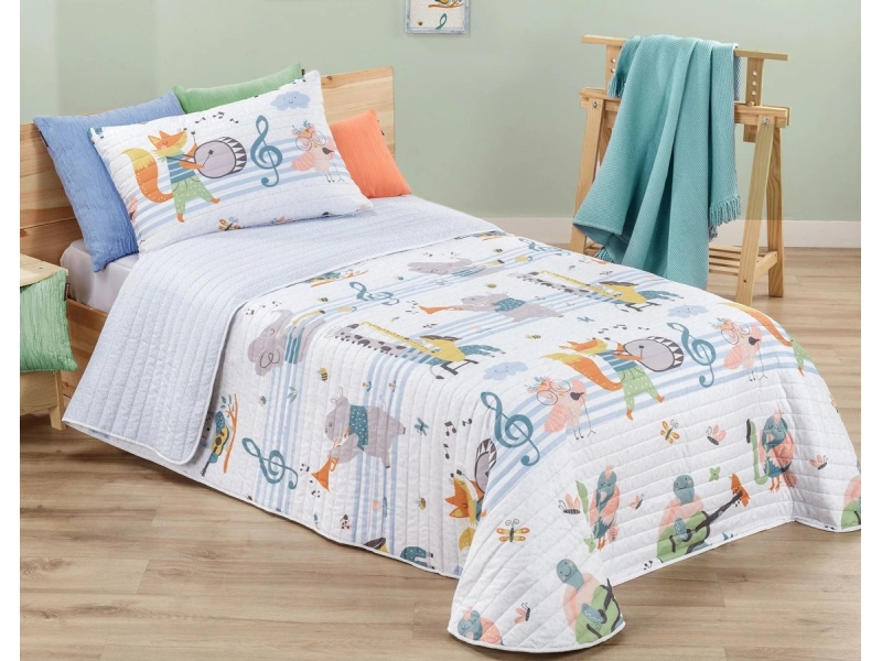 colcha bouti infantil spot junior multicolor animales musicos manterol