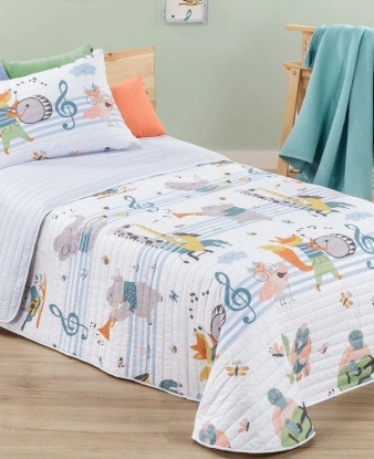 colcha bouti infantil spot junior multicolor animales musicos manterol