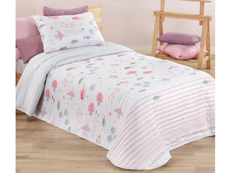 colcha bouti infantil spot junior 609 multicolor peces manterol