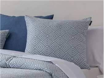 funda de cojín sada azul geométrica jacquard confecciones paula