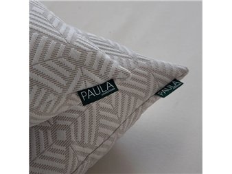 funda de cojín sada beige geométrica jacquard confecciones paula