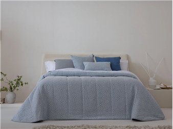 colcha capa sada azul geometrica jacquard confecciones paula