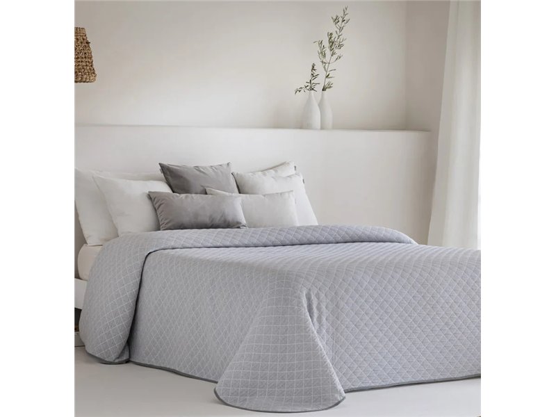 colcha medellin cara gris reversible jacquard rombos sandeco