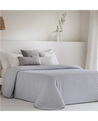 colcha medellin cara gris reversible jacquard rombos sandeco