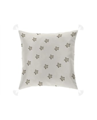 funda cojin bas beige estrellas borlas cañete