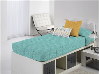 edredon ajustable hana turquesa zigzag canete