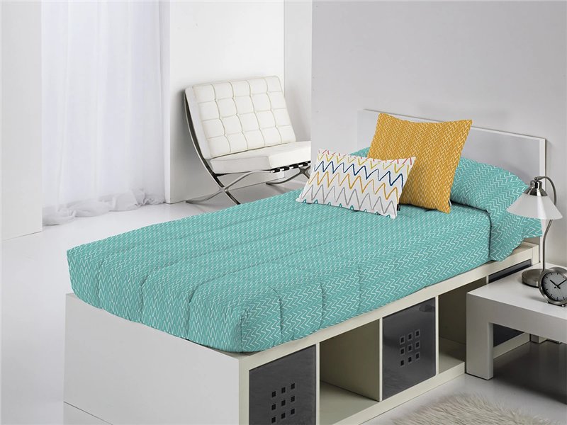 edredon ajustable hana turquesa zigzag canete