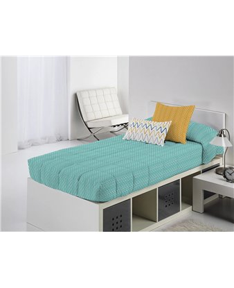 edredon ajustable hana turquesa zigzag canete