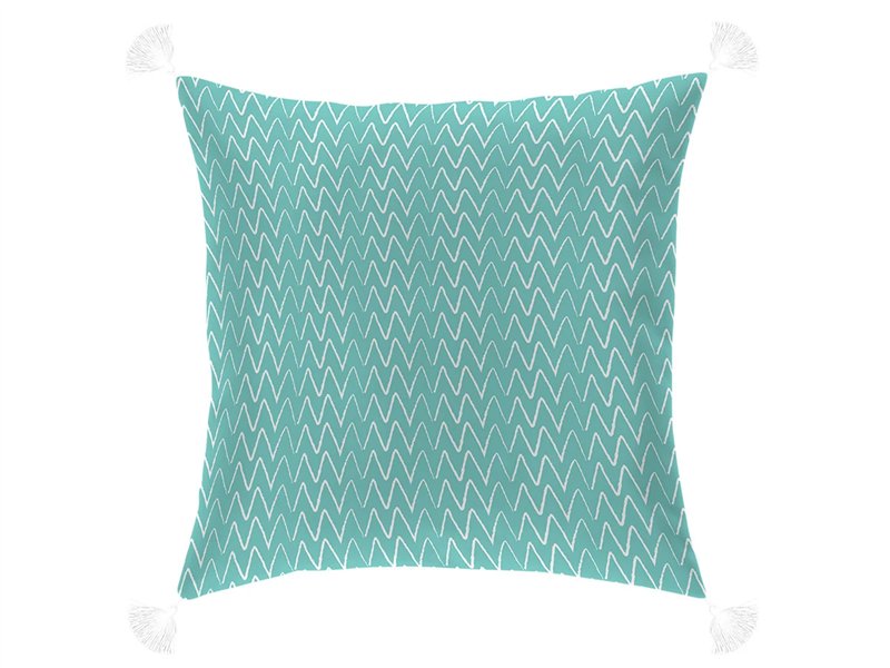 funda cojin hana turquesa zigzag canete