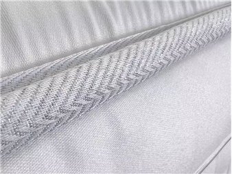 detalle tejido lurex en colchon blanco premium
