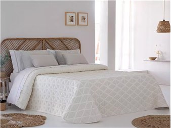colcha nilo beige con diseño geometrico jvr