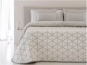 colcha nilo gris con diseño geometrico jvr