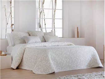 colcha pique loto beige floral jacquard jvr