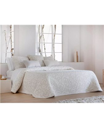 colcha pique loto beige floral jacquard jvr