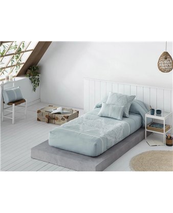 edredon ajustable idalia azul jacquard de relieve jvr