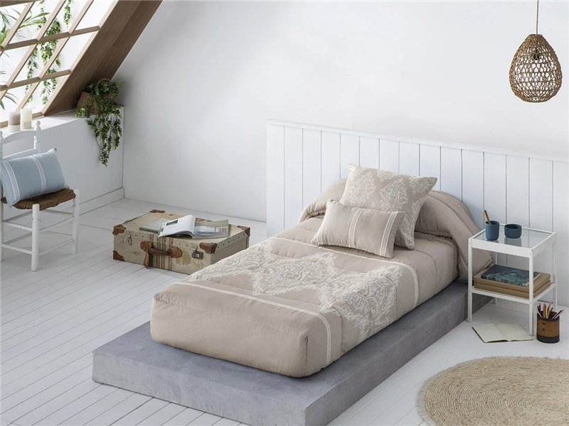 edredon ajustable idalia beige para cama nido jvr