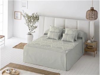 colcha edredon idalia gris para cama con canape jvr