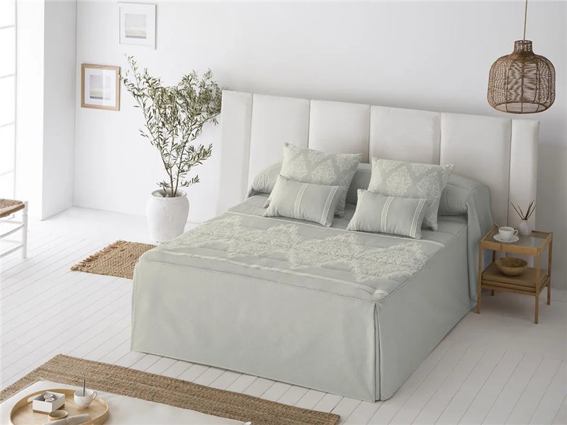 colcha edredon idalia gris para cama con canape jvr