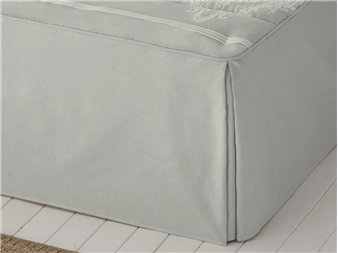 detalle faldon gris para cubrir somier colcha idalia jvr