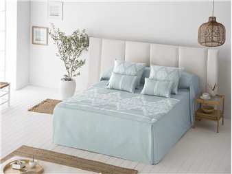 colcha invierno con faldon idalia azul jvr