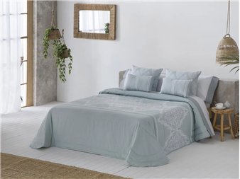 colcha bouti idalia azul panel central jacquard jvr