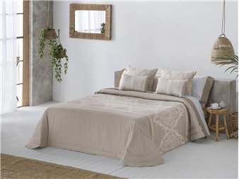 colcha bouti idalia beige panel central jacquard jvr