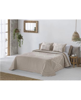 colcha bouti idalia beige panel central jacquard jvr