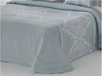 detalle colcha bouti idalia azul cenefa ornamental jvr