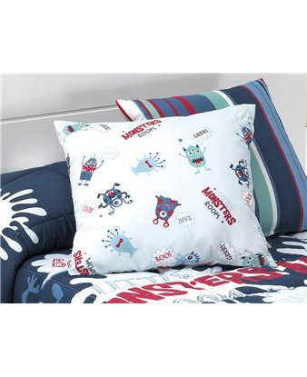 funda cojin monsters infantil con estampado de monstruos canete