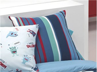 cojin monsters raya combinado con cojin estampado infantil canete