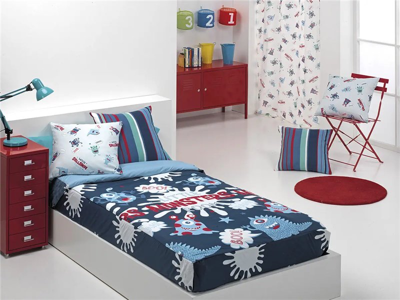 sacolit monsters azul ajustable para cama nido cañete