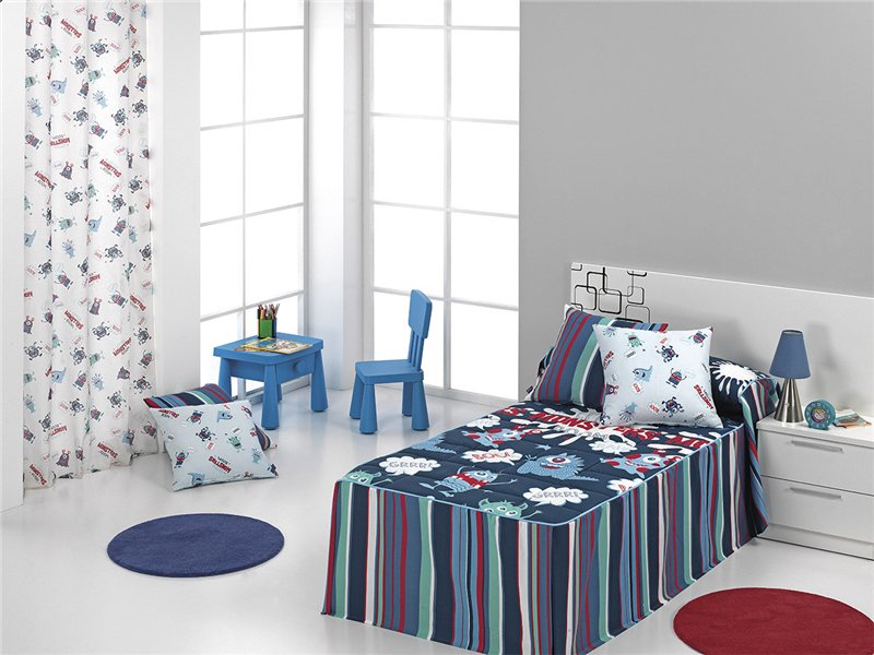 colcha edredon monsters infantil con volante cañete