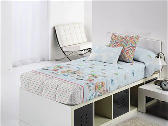 edredon ajustable mondo azul claro dormitorio juvenil canete