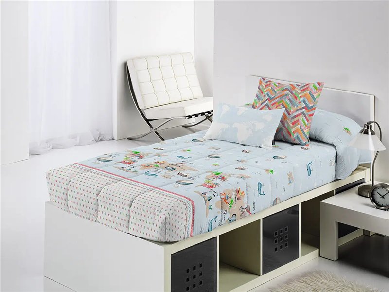 edredon ajustable mondo azul claro dormitorio juvenil canete