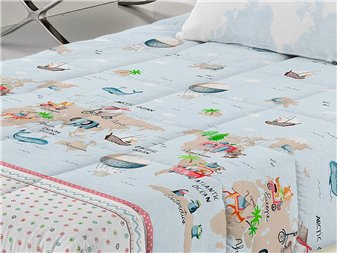 estampado juvenil multicolor edredon ajustable mondo canete