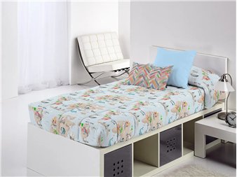 edredon ajustable mondo viaje infantil azul celeste canete