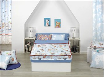 saco nordico mondo viaje infantil azul celeste canete