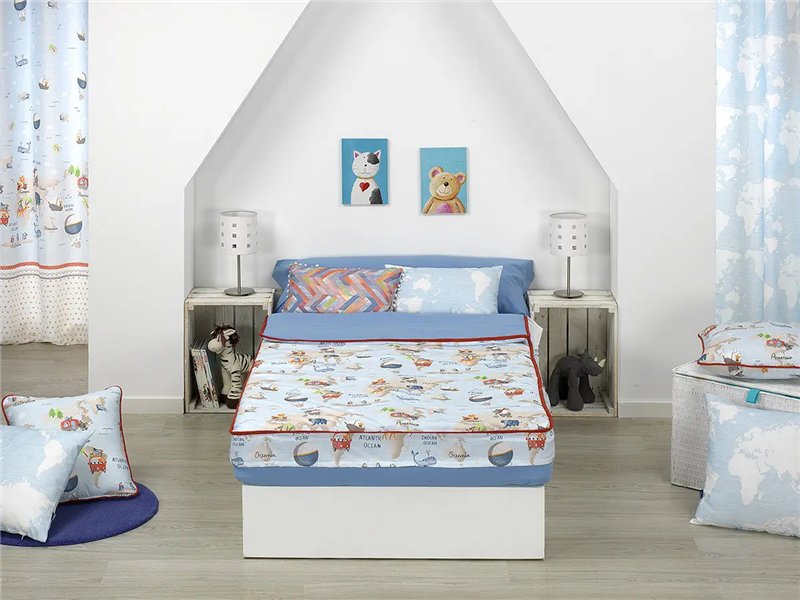 saco nordico mondo viaje infantil azul celeste canete
